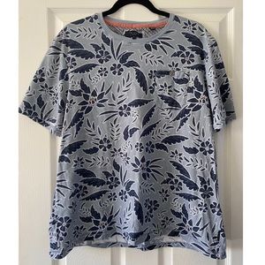 Mens Ted Baker 6 Blue Tropical Hawaiian Flower Floral Print Tee T-shirt